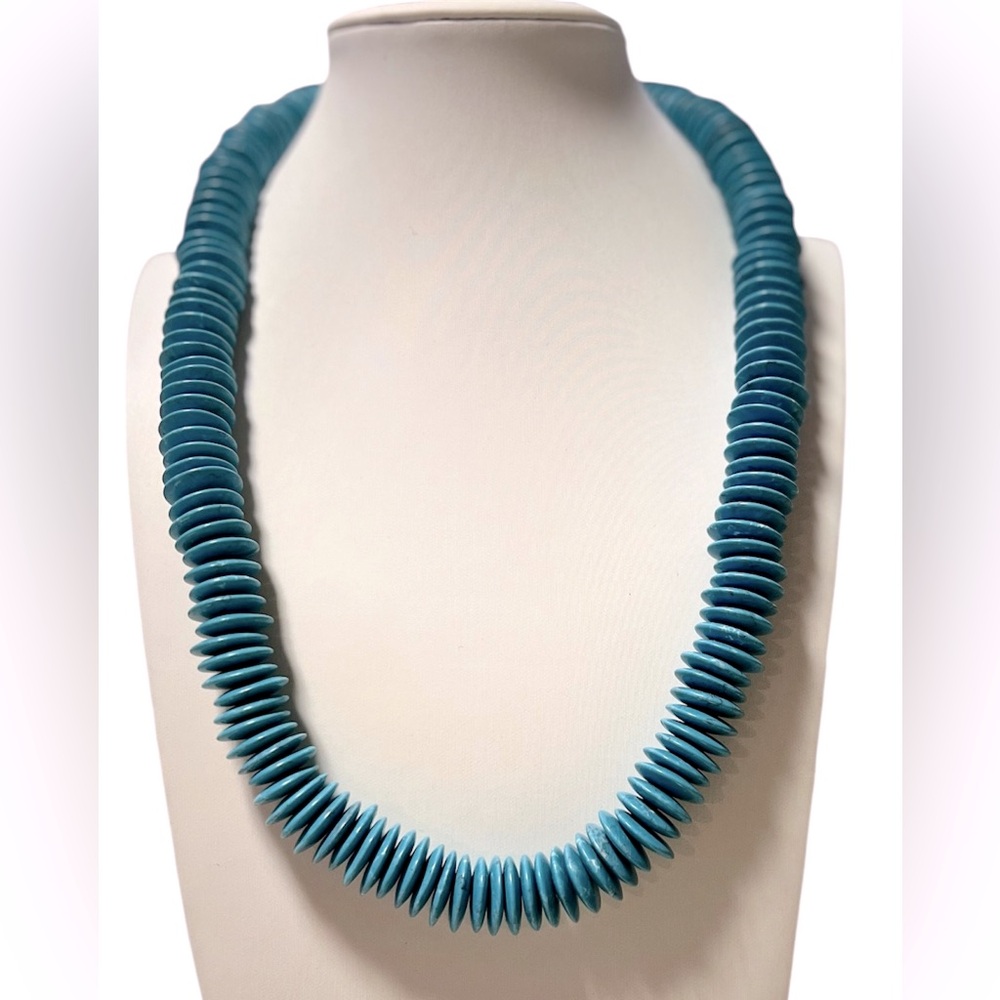 Vintage MMA Turquoise Faience Disc Bead Necklace Egyptian Revival of King TUT